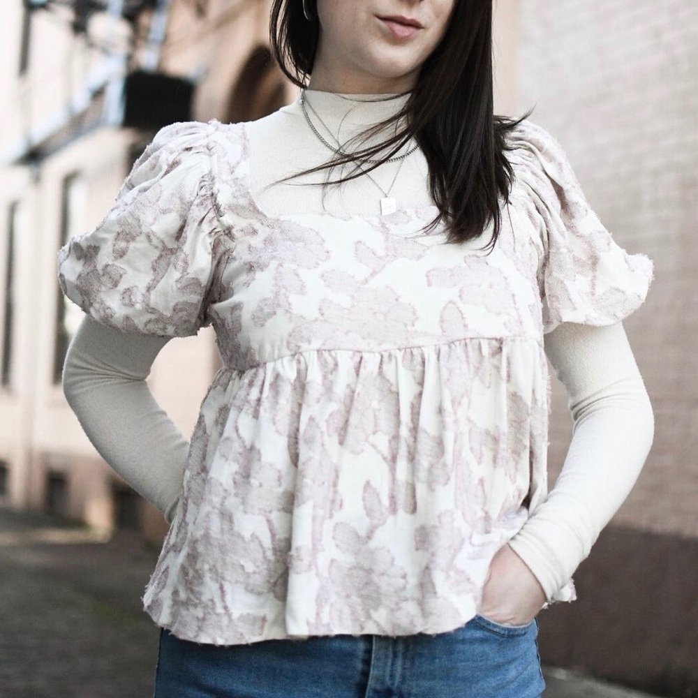 Anthropology Maeve Batia Textured Babydoll Blouse